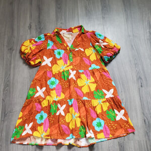 Talulah Dress Small Colorful Cotton Gauze Prairie Boho Beach Vacay Collared